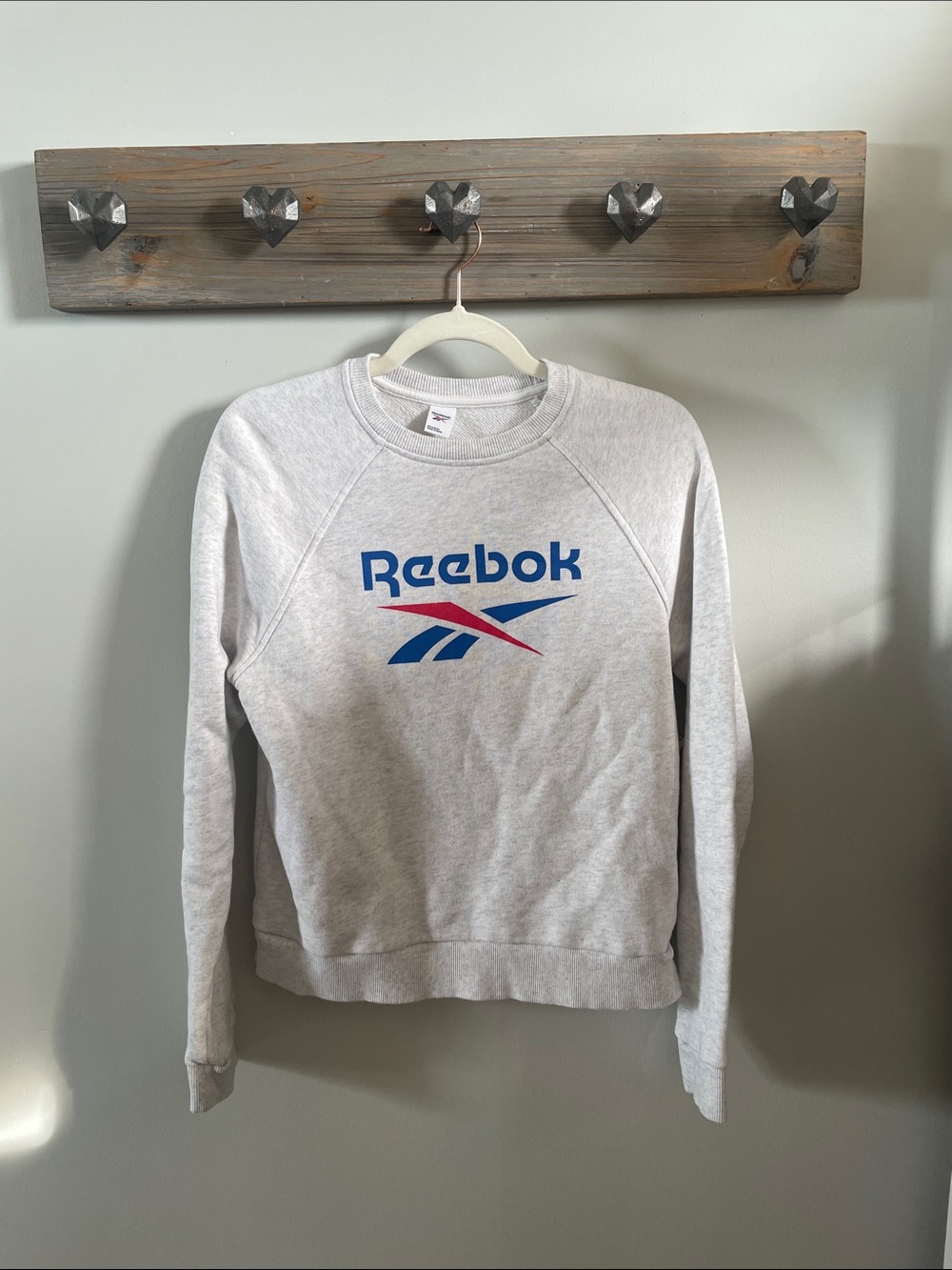 Reebok Heather Gray Crewneck with Blue & Red Logo